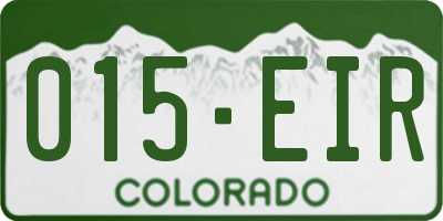 CO license plate 015EIR