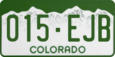CO license plate 015EJB