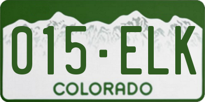 CO license plate 015ELK