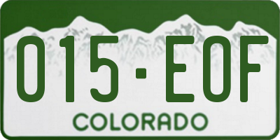 CO license plate 015EOF