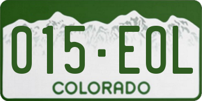 CO license plate 015EOL