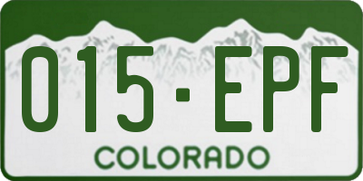 CO license plate 015EPF