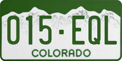CO license plate 015EQL