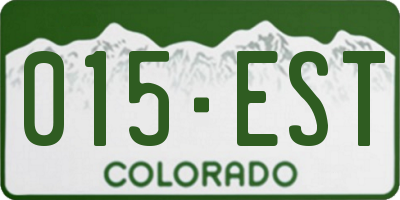 CO license plate 015EST