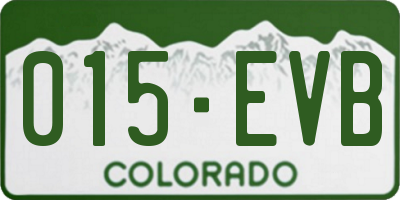 CO license plate 015EVB