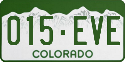 CO license plate 015EVE