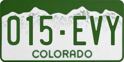 CO license plate 015EVY