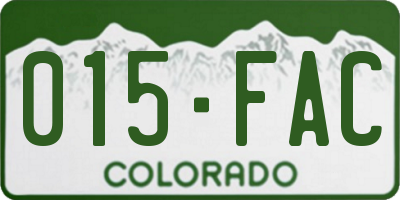 CO license plate 015FAC