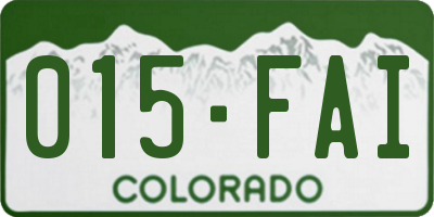 CO license plate 015FAI