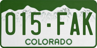 CO license plate 015FAK