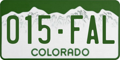 CO license plate 015FAL
