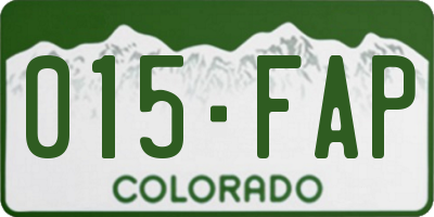 CO license plate 015FAP