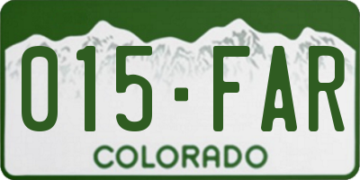 CO license plate 015FAR