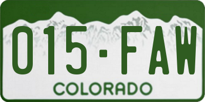 CO license plate 015FAW