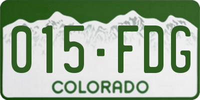 CO license plate 015FDG