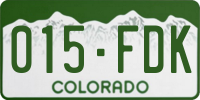 CO license plate 015FDK