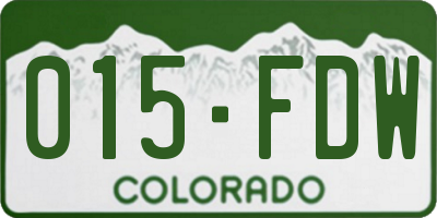 CO license plate 015FDW