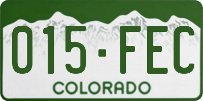 CO license plate 015FEC