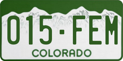 CO license plate 015FEM