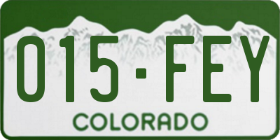 CO license plate 015FEY