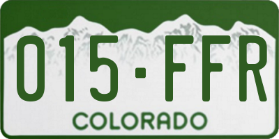 CO license plate 015FFR