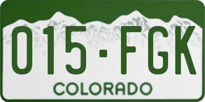 CO license plate 015FGK