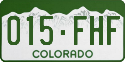 CO license plate 015FHF