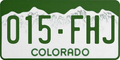 CO license plate 015FHJ