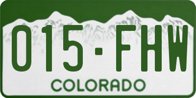 CO license plate 015FHW