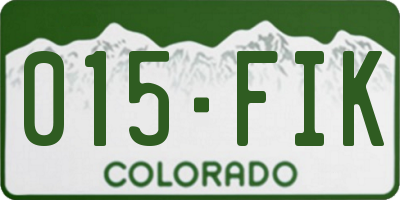 CO license plate 015FIK
