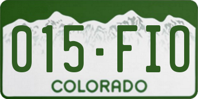 CO license plate 015FIO
