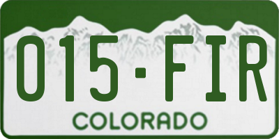 CO license plate 015FIR