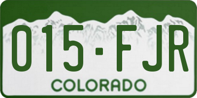 CO license plate 015FJR