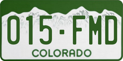 CO license plate 015FMD
