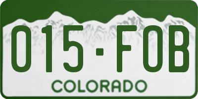 CO license plate 015FOB