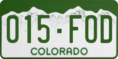CO license plate 015FOD