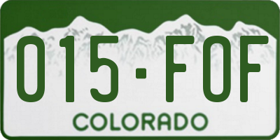 CO license plate 015FOF