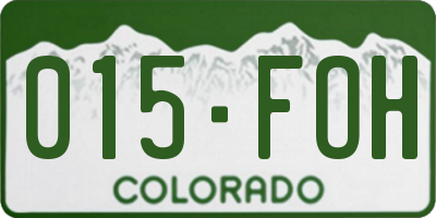 CO license plate 015FOH
