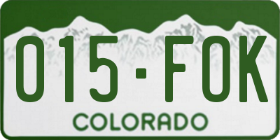CO license plate 015FOK