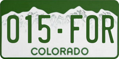 CO license plate 015FOR