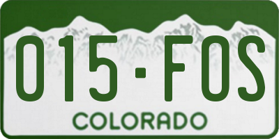 CO license plate 015FOS