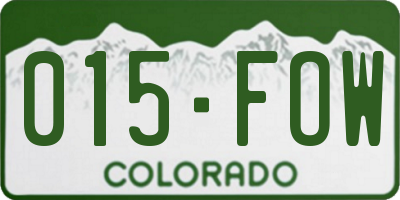 CO license plate 015FOW