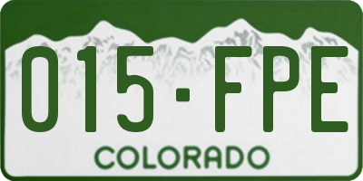 CO license plate 015FPE