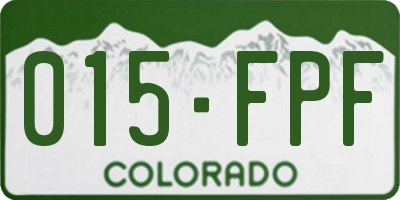 CO license plate 015FPF