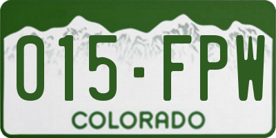 CO license plate 015FPW