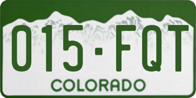 CO license plate 015FQT