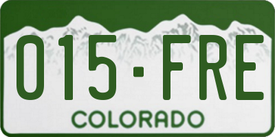 CO license plate 015FRE