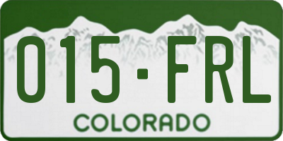 CO license plate 015FRL
