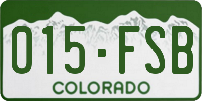 CO license plate 015FSB