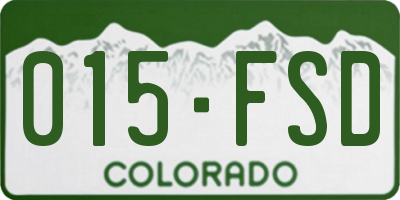 CO license plate 015FSD